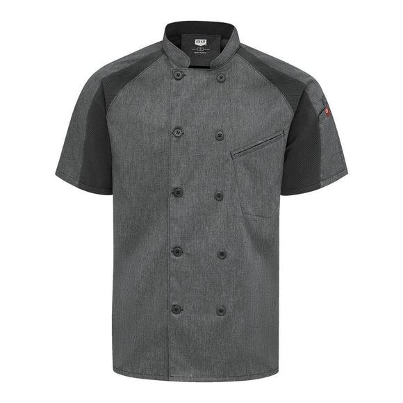 052M Chef Designs Airflow Raglan Chef Coat Charcoal Heather/ Charcoal/ Black Mesh