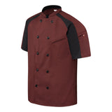 052M Chef Designs Airflow Raglan Chef Coat Merlot Heather/ Black Mesh