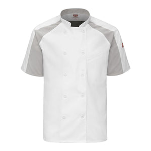 052M Chef Designs Airflow Raglan Chef Coat White/ Grey Mesh