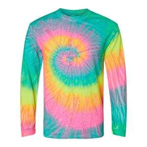 2000 Colortone Tie-Dyed Long Sleeve T-Shirt Minty Rainbow