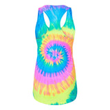 3400 Colortone Tie-Dyed Racerback Tank Top Neon Rainbow