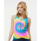 3400 Colortone Tie-Dyed Racerback Tank Top Neon Rainbow