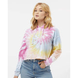 8333 Colortone Women's Tie-Dyed Crop Hooded Sweatshirt Desert Rose