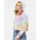 8333 Colortone Women's Tie-Dyed Crop Hooded Sweatshirt Desert Rose