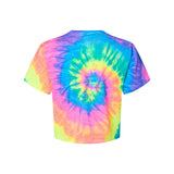 1050 Colortone Women's Tie-Dyed Crop T-Shirt Neon Rainbow