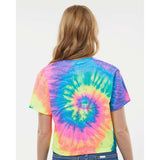 1050 Colortone Women's Tie-Dyed Crop T-Shirt Neon Rainbow