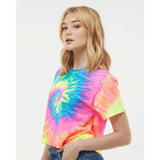 1050 Colortone Women's Tie-Dyed Crop T-Shirt Neon Rainbow