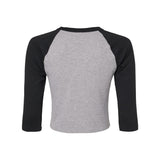 1200 BELLA + CANVAS Women's Micro Rib 3/4 Raglan Sleeve Baby Tee Athletic Heather/ Black