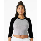 1200 BELLA + CANVAS Women's Micro Rib 3/4 Raglan Sleeve Baby Tee Athletic Heather/ Black