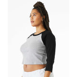 1200 BELLA + CANVAS Women's Micro Rib 3/4 Raglan Sleeve Baby Tee Athletic Heather/ Black