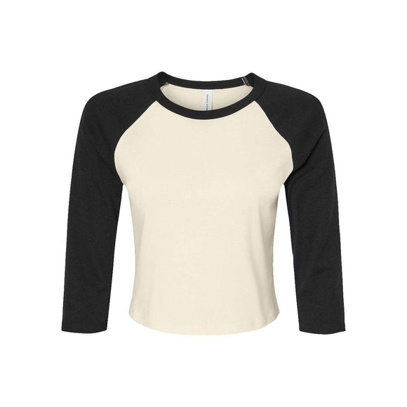 1200 BELLA + CANVAS Women's Micro Rib 3/4 Raglan Sleeve Baby Tee Natural/ Black