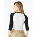 1200 BELLA + CANVAS Women's Micro Rib 3/4 Raglan Sleeve Baby Tee White/ Black