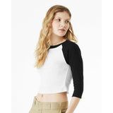 1200 BELLA + CANVAS Women's Micro Rib 3/4 Raglan Sleeve Baby Tee White/ Black