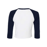 1200 BELLA + CANVAS Women's Micro Rib 3/4 Raglan Sleeve Baby Tee White/ Navy