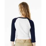 1200 BELLA + CANVAS Women's Micro Rib 3/4 Raglan Sleeve Baby Tee White/ Navy