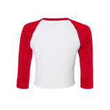 1200 BELLA + CANVAS Women's Micro Rib 3/4 Raglan Sleeve Baby Tee White/ Red