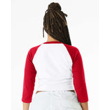 1200 BELLA + CANVAS Women's Micro Rib 3/4 Raglan Sleeve Baby Tee White/ Red