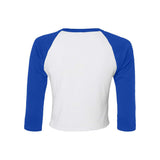 1200 BELLA + CANVAS Women's Micro Rib 3/4 Raglan Sleeve Baby Tee White/ True Royal