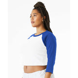 1200 BELLA + CANVAS Women's Micro Rib 3/4 Raglan Sleeve Baby Tee White/ True Royal