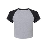 1201 BELLA + CANVAS Women's Micro Rib Raglan Baby Tee Athletic Heather/ Black