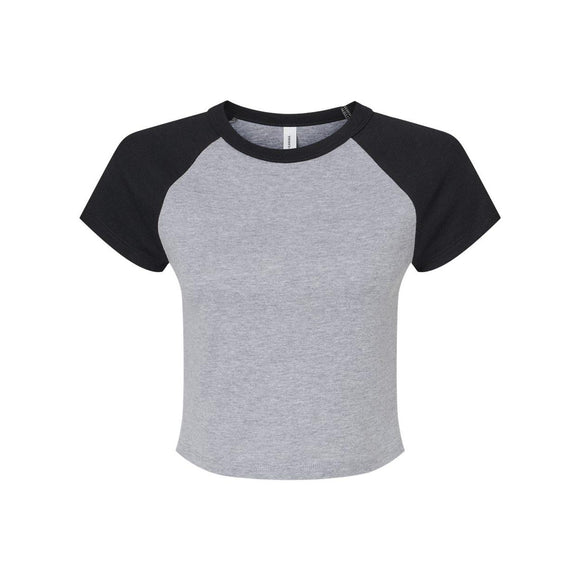 1201 BELLA + CANVAS Women's Micro Rib Raglan Baby Tee Athletic Heather/ Black