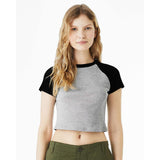 1201 BELLA + CANVAS Women's Micro Rib Raglan Baby Tee Athletic Heather/ Black