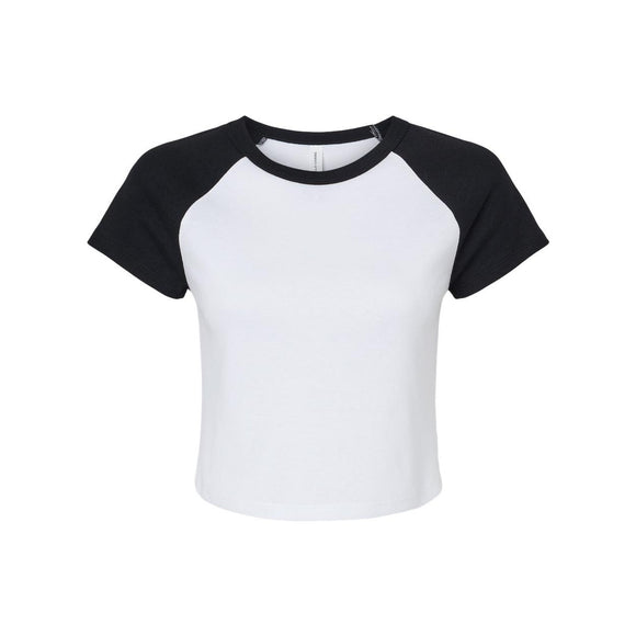 1201 BELLA + CANVAS Women's Micro Rib Raglan Baby Tee White/ Black