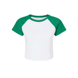 1201 BELLA + CANVAS Women's Micro Rib Raglan Baby Tee White/ Kelly