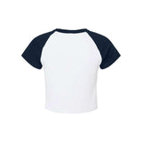 1201 BELLA + CANVAS Women's Micro Rib Raglan Baby Tee White/ Navy