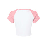 1201 BELLA + CANVAS Women's Micro Rib Raglan Baby Tee White/ Pink