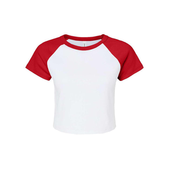 1201 BELLA + CANVAS Women's Micro Rib Raglan Baby Tee White/ Red