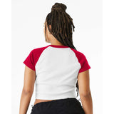 1201 BELLA + CANVAS Women's Micro Rib Raglan Baby Tee White/ Red