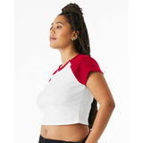 1201 BELLA + CANVAS Women's Micro Rib Raglan Baby Tee White/ Red