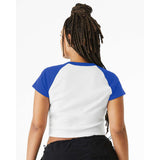 1201 BELLA + CANVAS Women's Micro Rib Raglan Baby Tee White/ True Royal