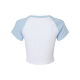 1201 BELLA + CANVAS Women's Micro Rib Raglan Baby Tee White/ Baby Blue