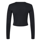 1501 BELLA + CANVAS Women's Micro Rib Long Sleeve Baby Tee Solid Black Blend