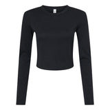 1501 BELLA + CANVAS Women's Micro Rib Long Sleeve Baby Tee Solid Black Blend