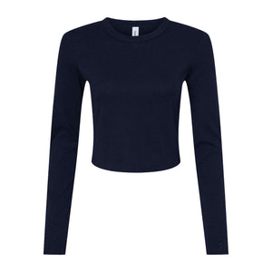 1501 BELLA + CANVAS Women's Micro Rib Long Sleeve Baby Tee Solid Navy Blend