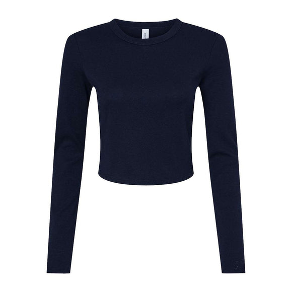 1501 BELLA + CANVAS Women's Micro Rib Long Sleeve Baby Tee Solid Navy Blend