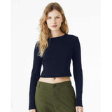 1501 BELLA + CANVAS Women's Micro Rib Long Sleeve Baby Tee Solid Navy Blend