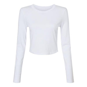 1501 BELLA + CANVAS Women's Micro Rib Long Sleeve Baby Tee Solid White Blend