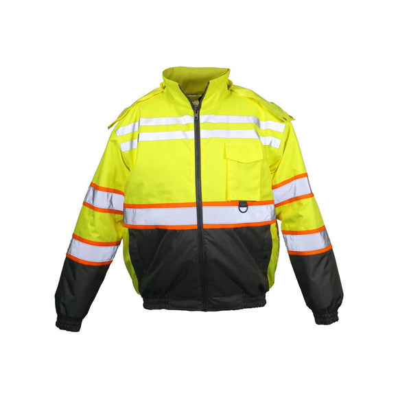 JS156 Kishigo Economy Contrast Class 3 Bomber Jacket Lime