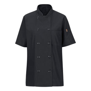 045X Chef Designs Women's Mimix™ Short Sleeve Chef Coat with OilBlok Black