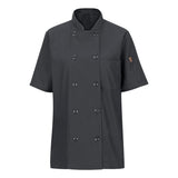 045X Chef Designs Women's Mimix™ Short Sleeve Chef Coat with OilBlok Charcoal