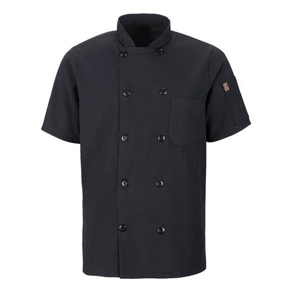 046X Chef Designs Mimix™ Short Sleeve Chef Coat with OilBlok Black