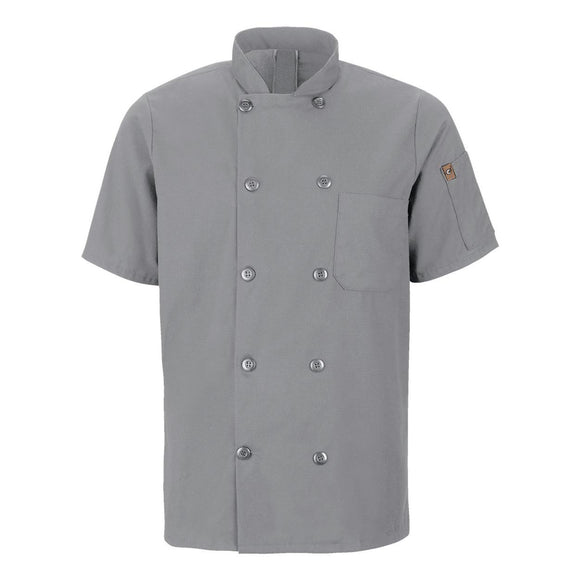 046X Chef Designs Mimix™ Short Sleeve Chef Coat with OilBlok Grey