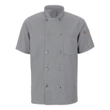 046X Chef Designs Mimix™ Short Sleeve Chef Coat with OilBlok Grey