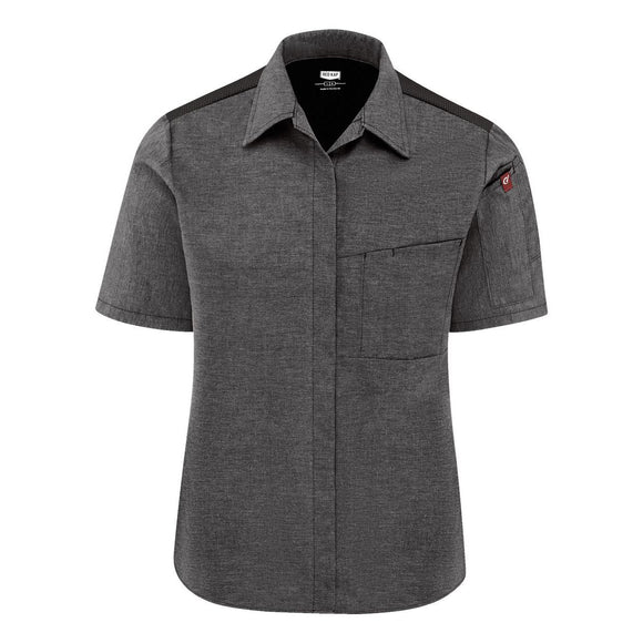 501W Chef Designs Women's Poplin Airflow Cook Shirt with OilBlok Charcoal/ Black