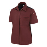 501W Chef Designs Women's Poplin Airflow Cook Shirt with OilBlok Merlot Heather/ Black