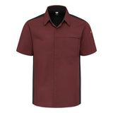 502M Chef Designs Poplin Airflow Cook Shirt with OilBlok Merlot Heather/ Black